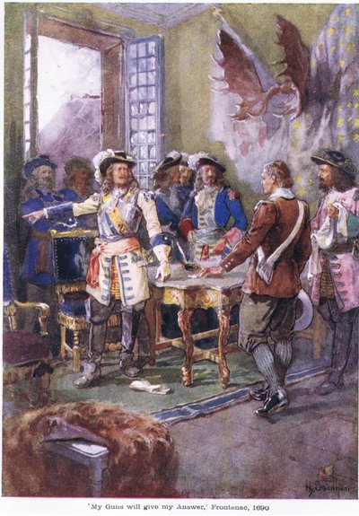 Meine Waffe wird meine Antwort geben Frontenac, 1690, c.1920 von Henry Sandham